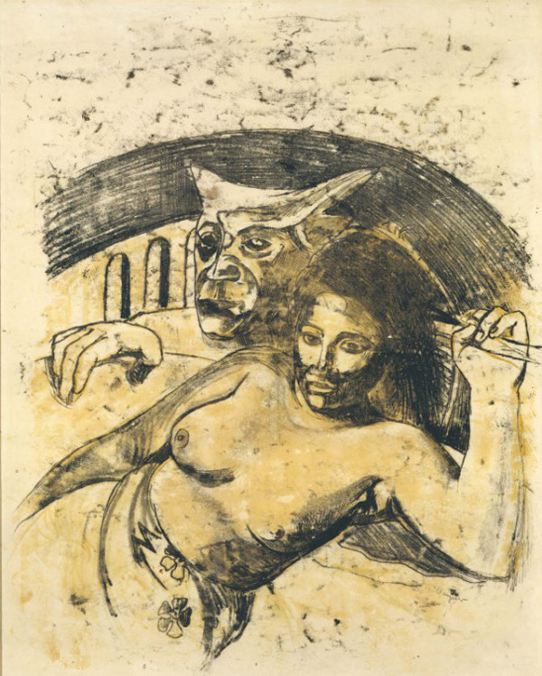 Paul Gauguin "Tahitian Woman with Evil Spirit" 1900