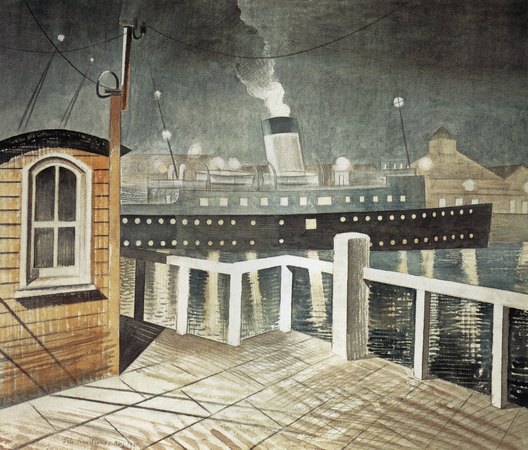 1935 Channel Steamer Leaving Harbour watercolour
