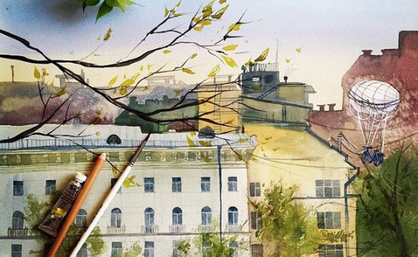 Курс акварельной живописи "Городской пейзаж: пространство и атмосфера" с Юлией Барминовой