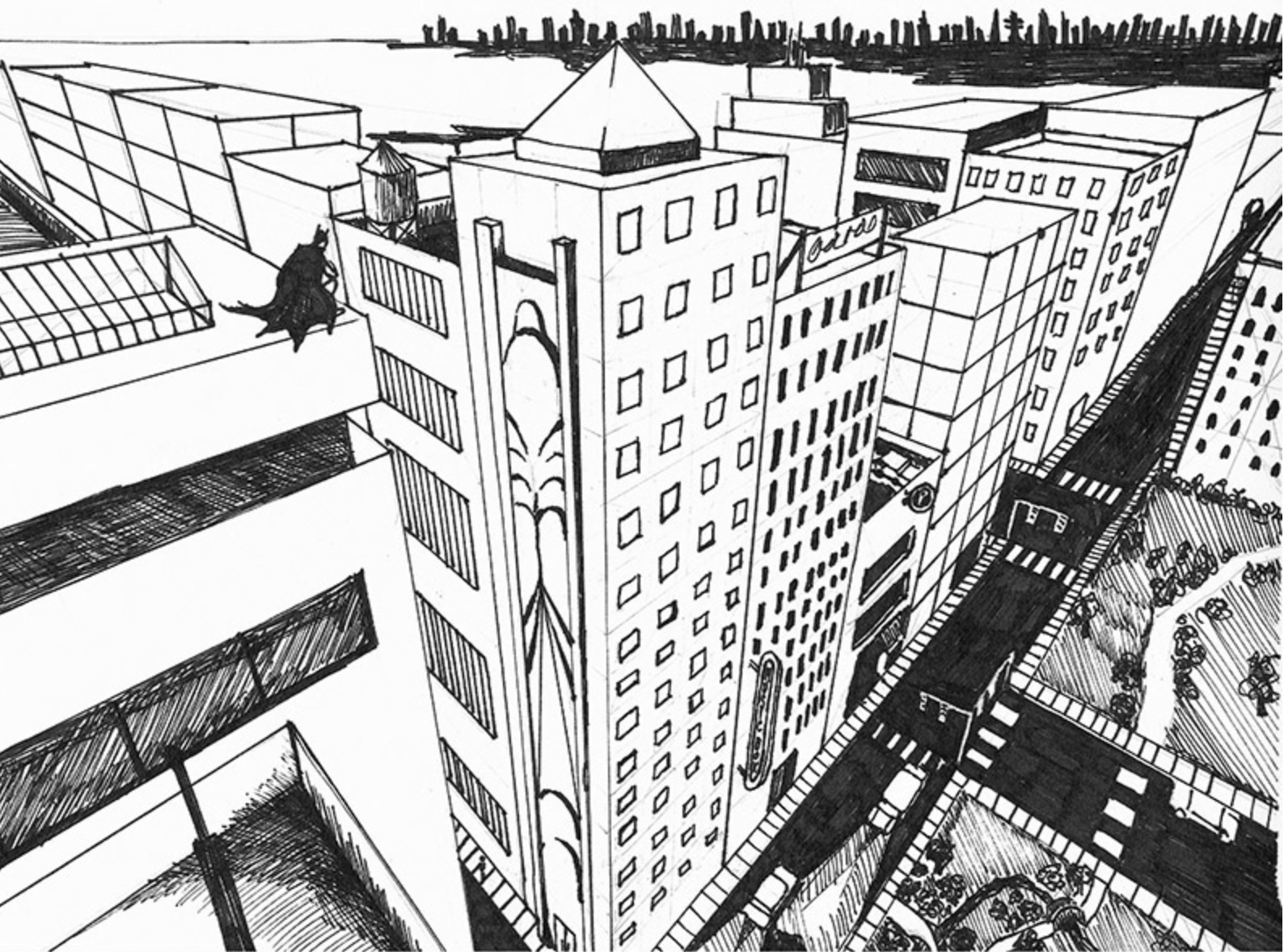 Three point perspective City